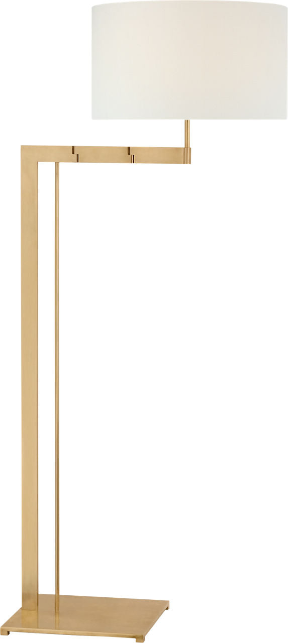 Amell 55" Articulating Floor Lamp | Antique-Burnished Brass | Linen Shade