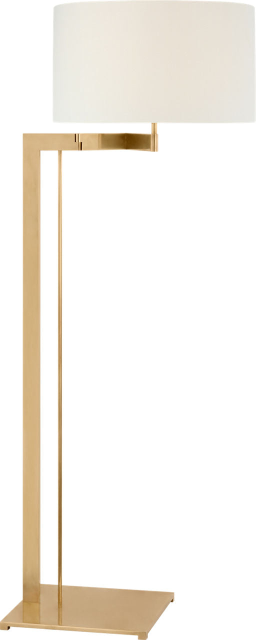 Amell 55" Articulating Floor Lamp | Antique-Burnished Brass | Linen Shade