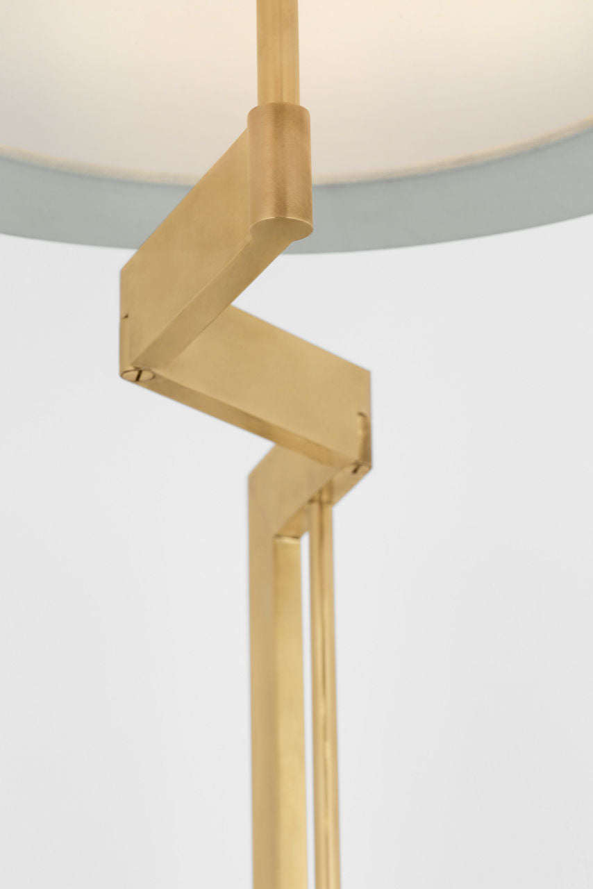 Amell 55" Articulating Floor Lamp | Antique-Burnished Brass | Linen Shade