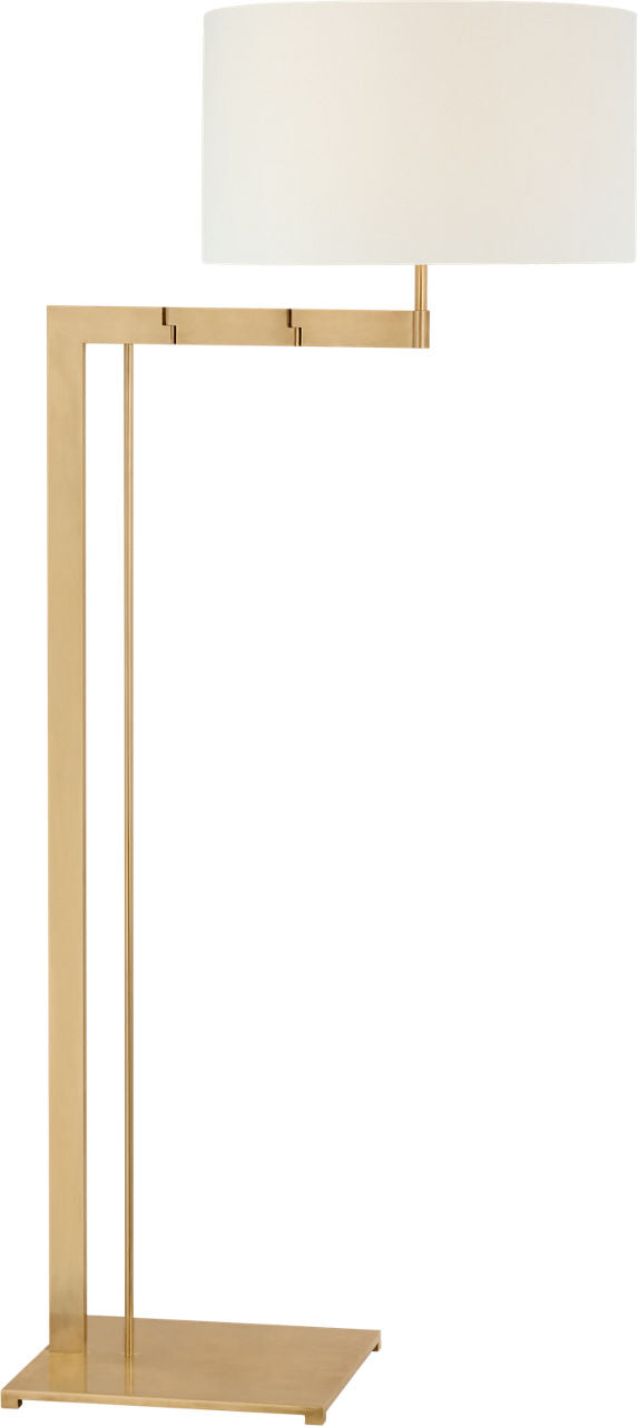 Amell 55" Articulating Floor Lamp | Antique-Burnished Brass | Linen Shade