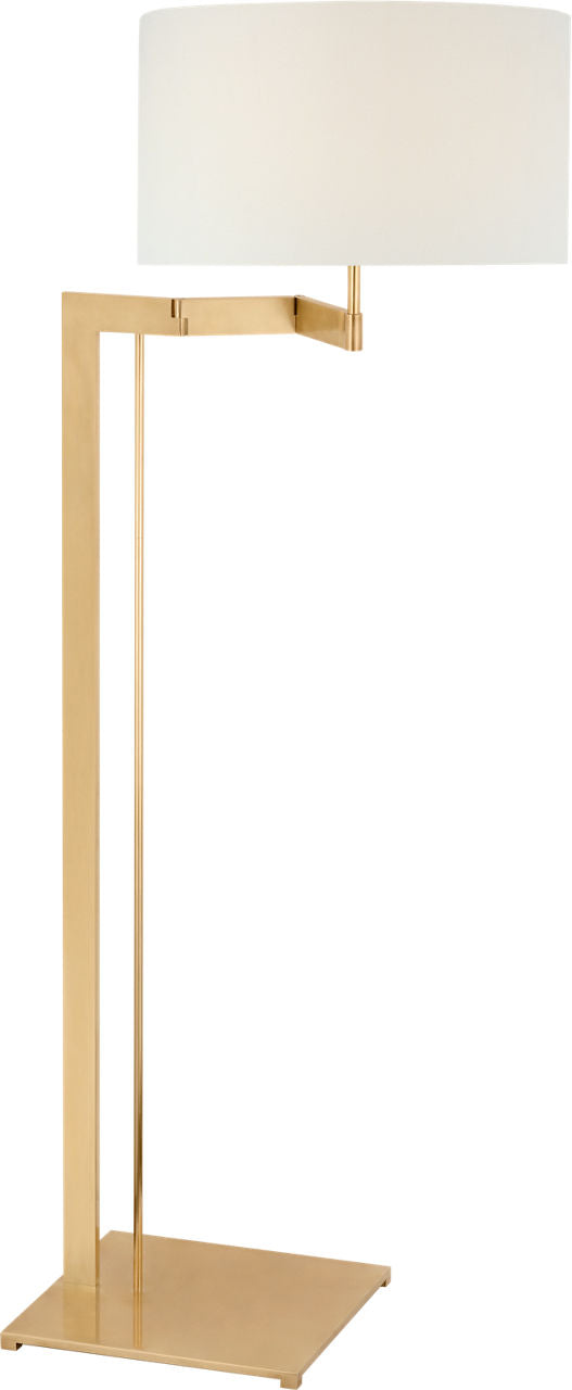 Amell 55" Articulating Floor Lamp | Antique-Burnished Brass | Linen Shade
