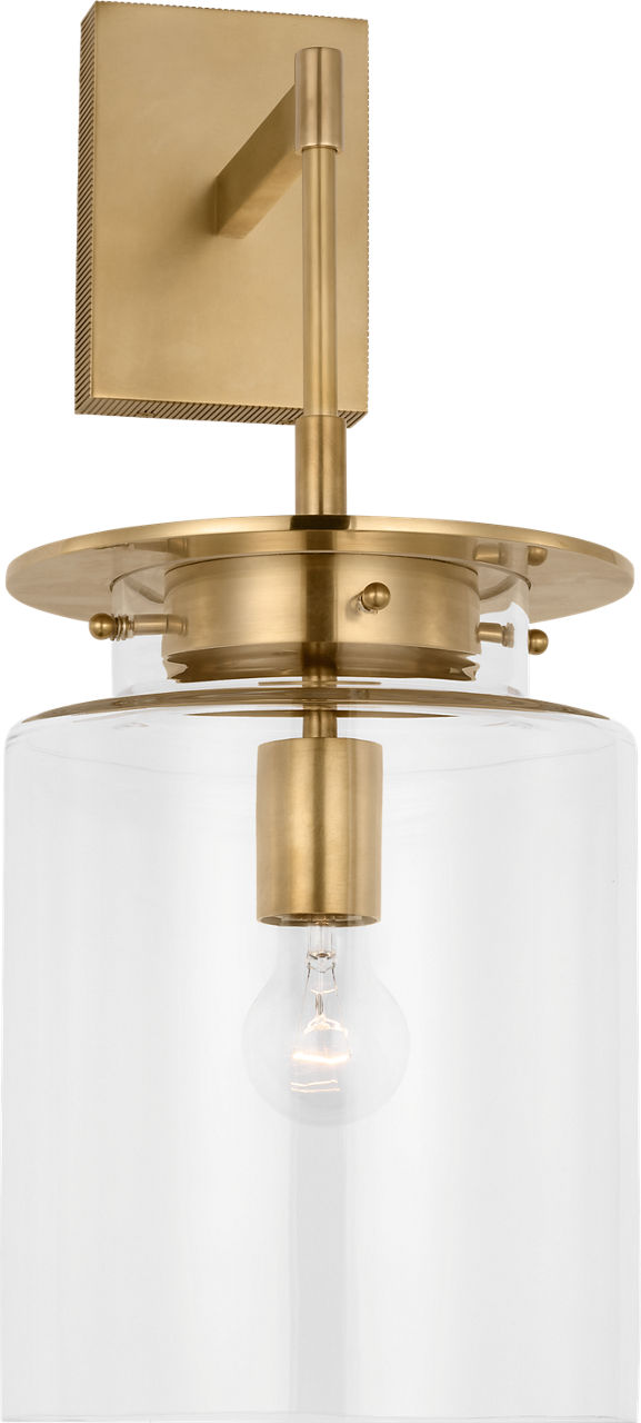 Elias 23" Sconce | Antique-Burnished Brass | Clear Glass