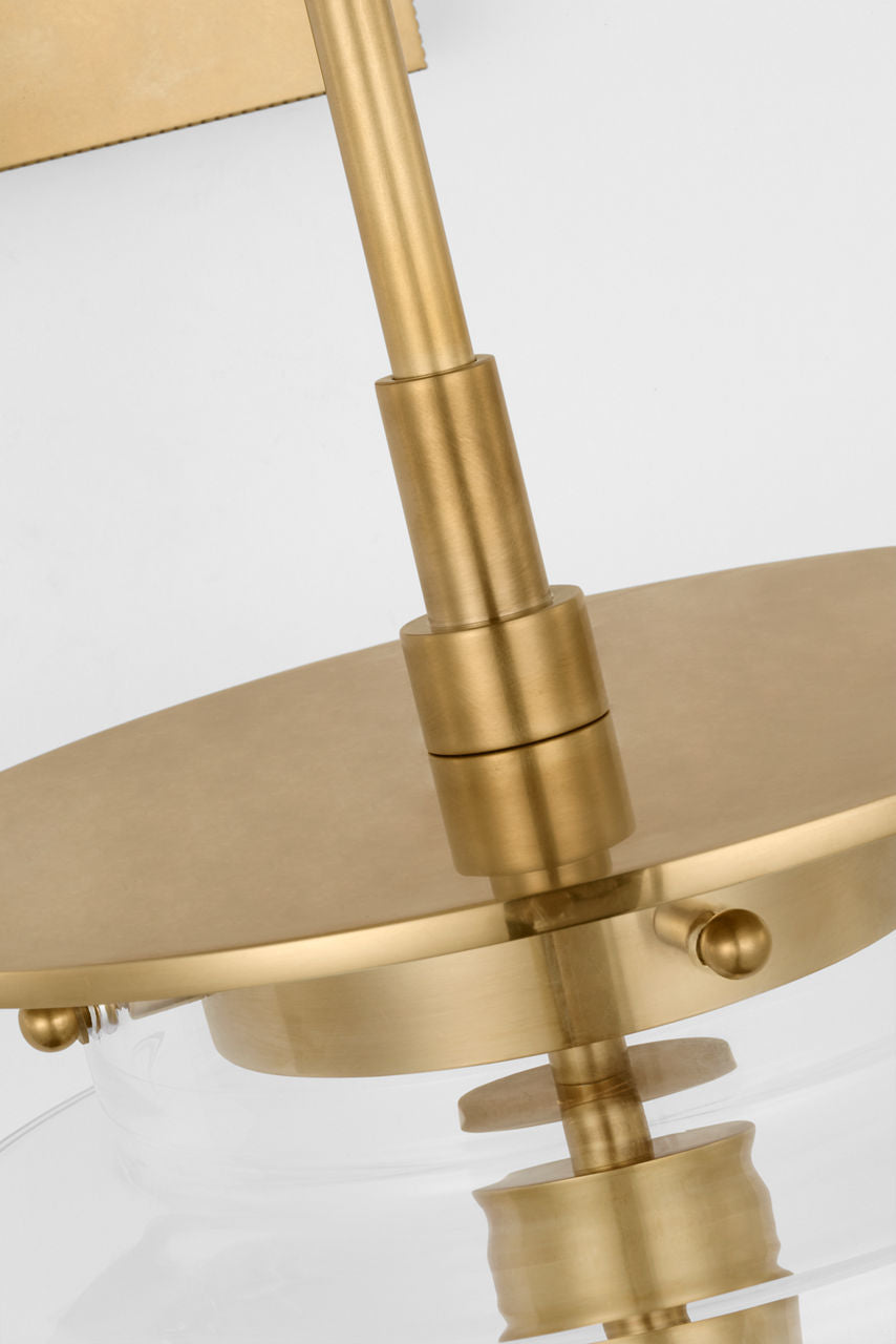 Elias 23" Sconce | Antique-Burnished Brass | Clear Glass