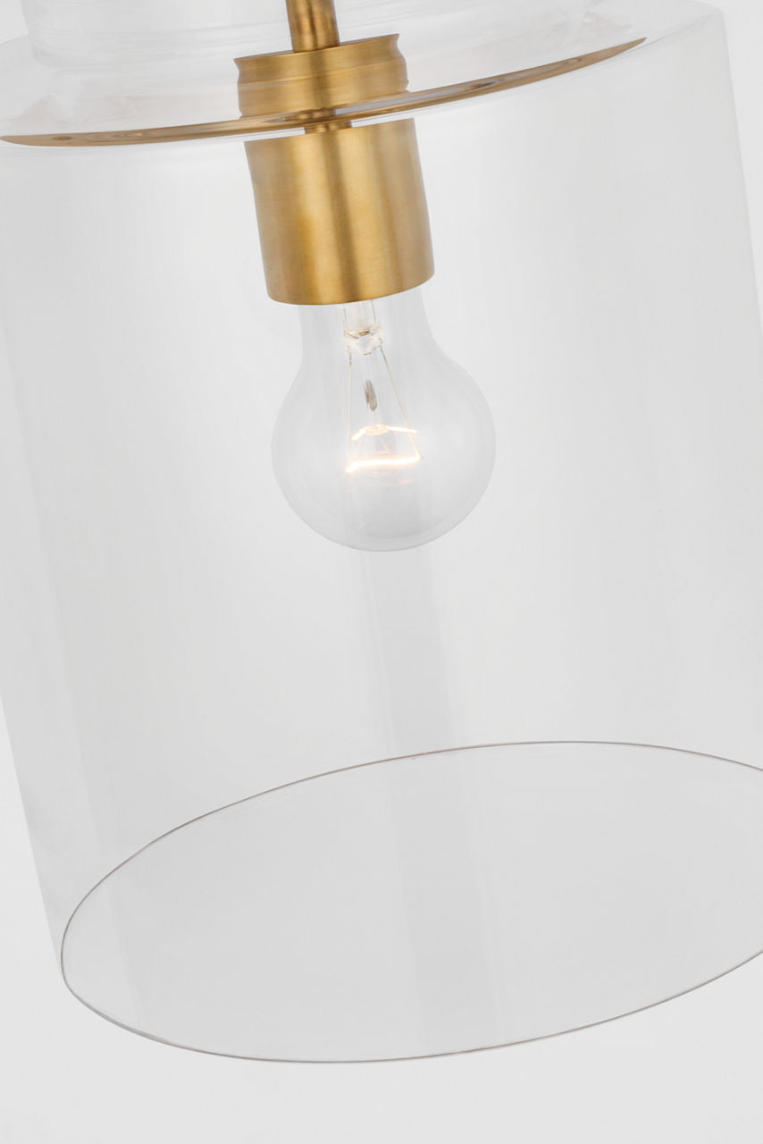 Elias 23" Sconce | Antique-Burnished Brass | Clear Glass