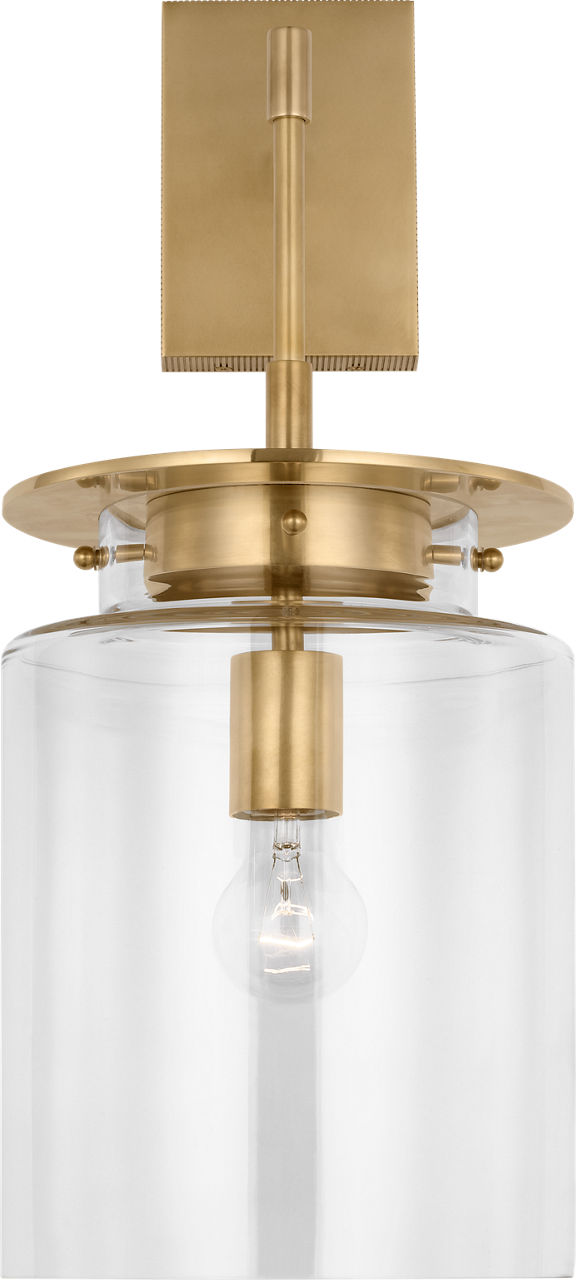 Elias 23" Sconce | Antique-Burnished Brass | Clear Glass