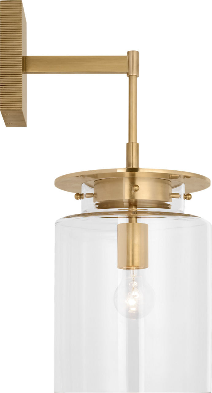 Elias 23" Sconce | Antique-Burnished Brass | Clear Glass
