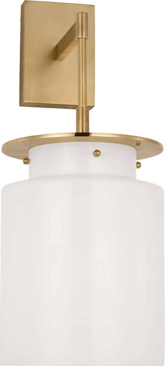 Elias 23" Sconce | Antique-Burnished Brass | White Glass