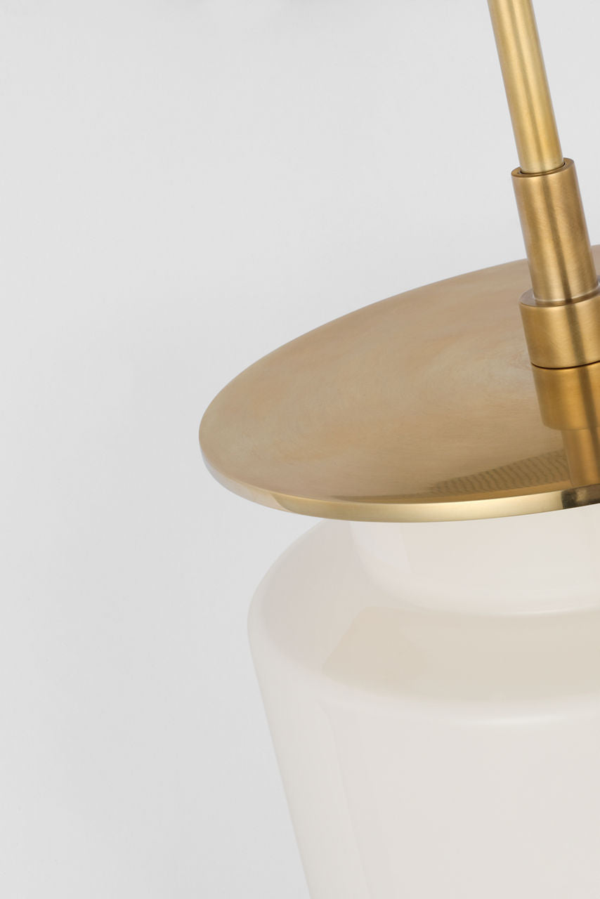 Elias 23" Sconce | Antique-Burnished Brass | White Glass