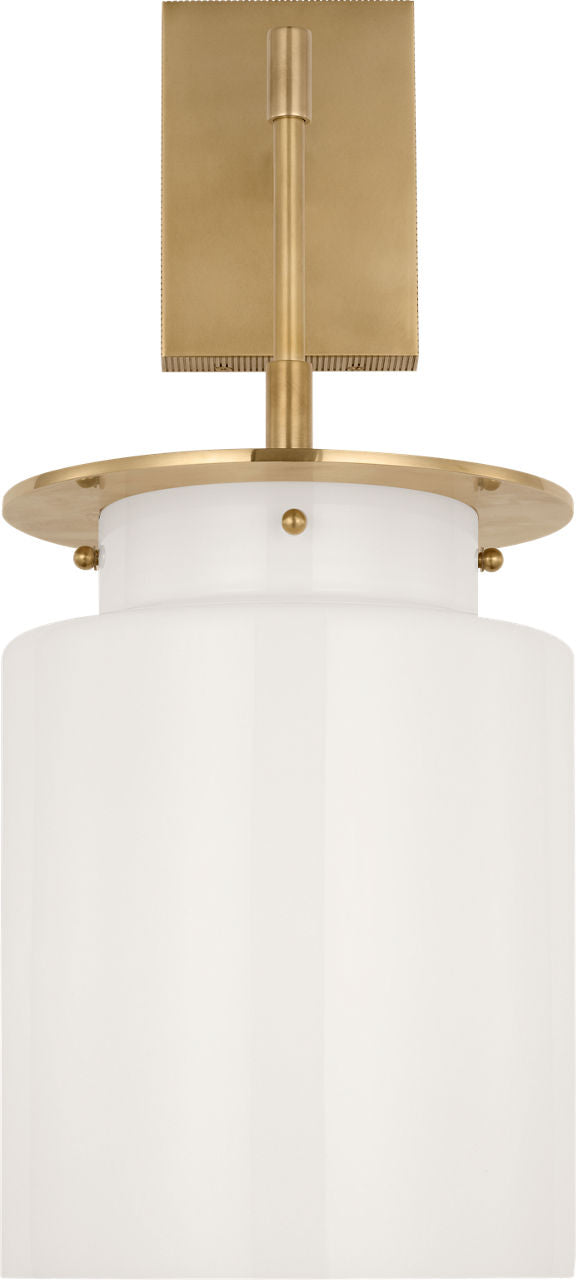 Elias 23" Sconce | Antique-Burnished Brass | White Glass