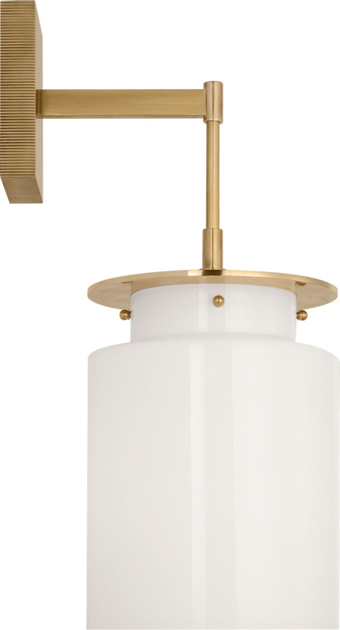 Elias 23" Sconce | Antique-Burnished Brass | White Glass