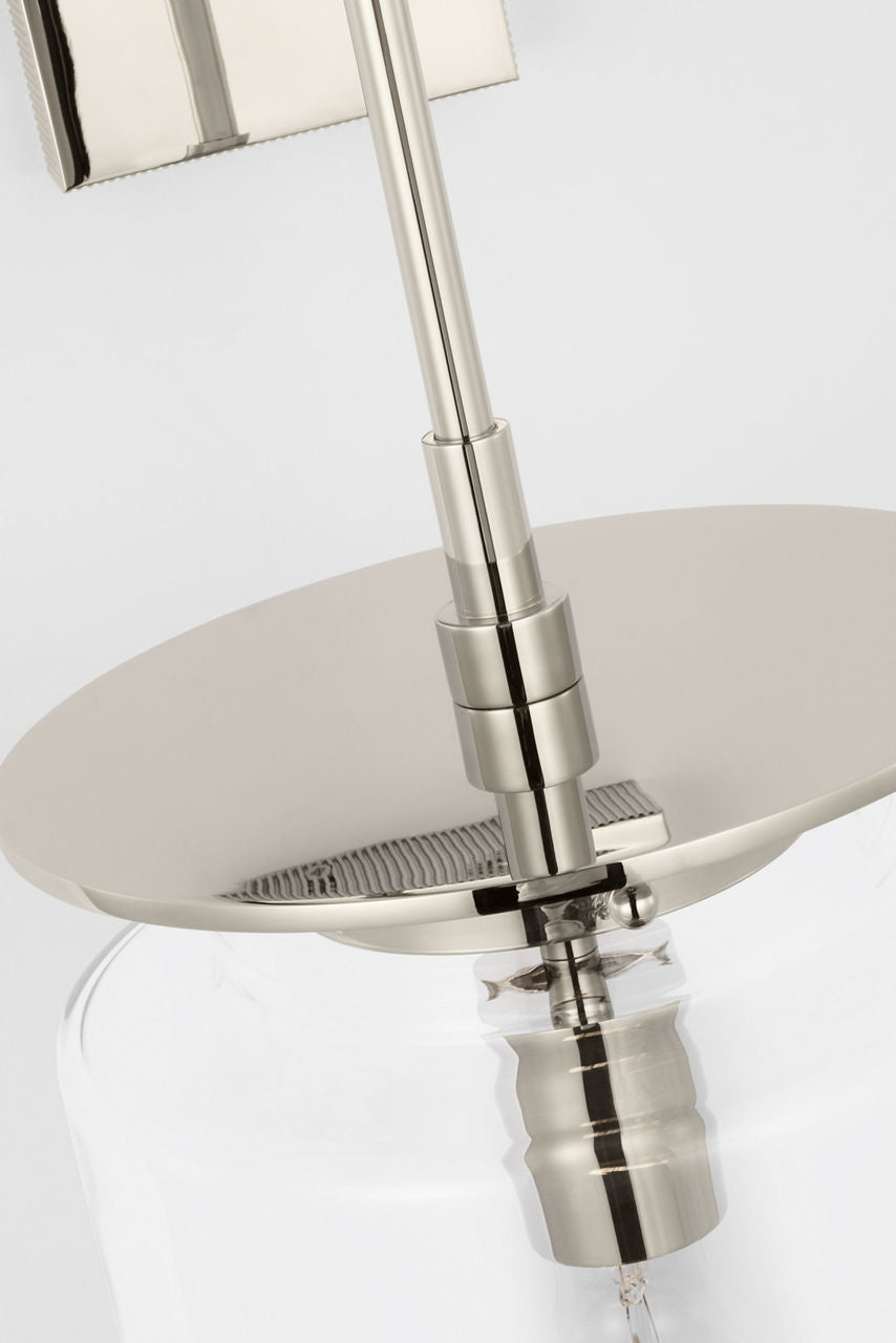 Elias 23" Sconce | Polished Nickel | Clear Glass
