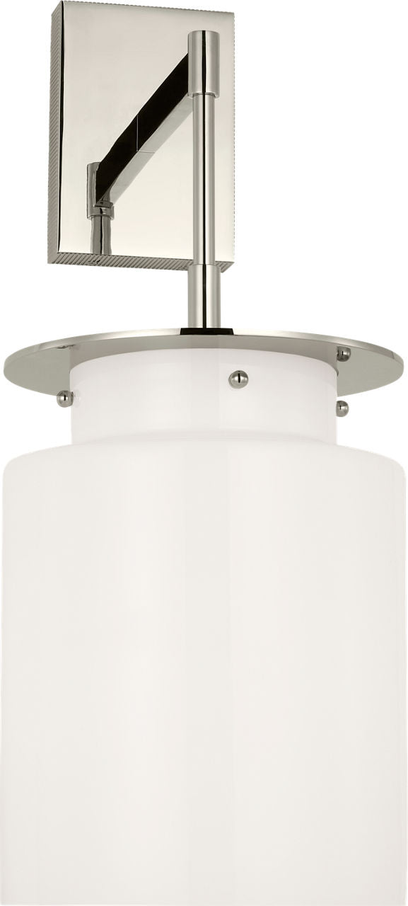 Elias 23" Sconce | Polished Nickel | White Glass