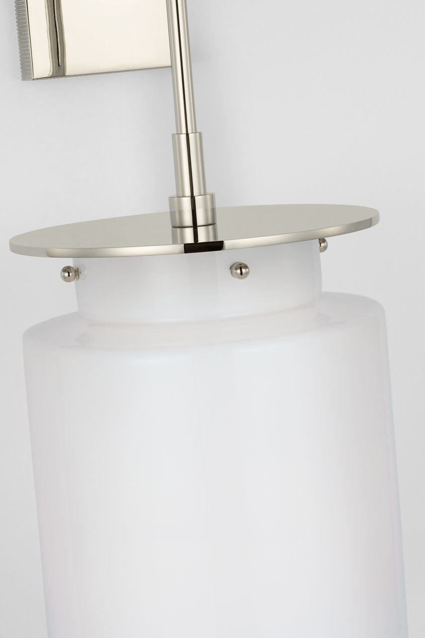 Elias 23" Sconce | Polished Nickel | White Glass