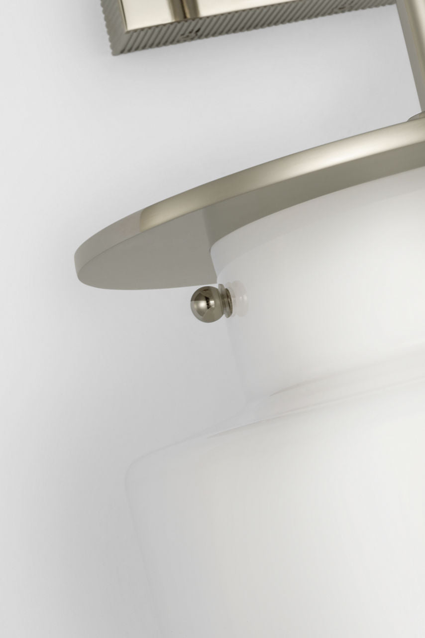 Elias 23" Sconce | Polished Nickel | White Glass