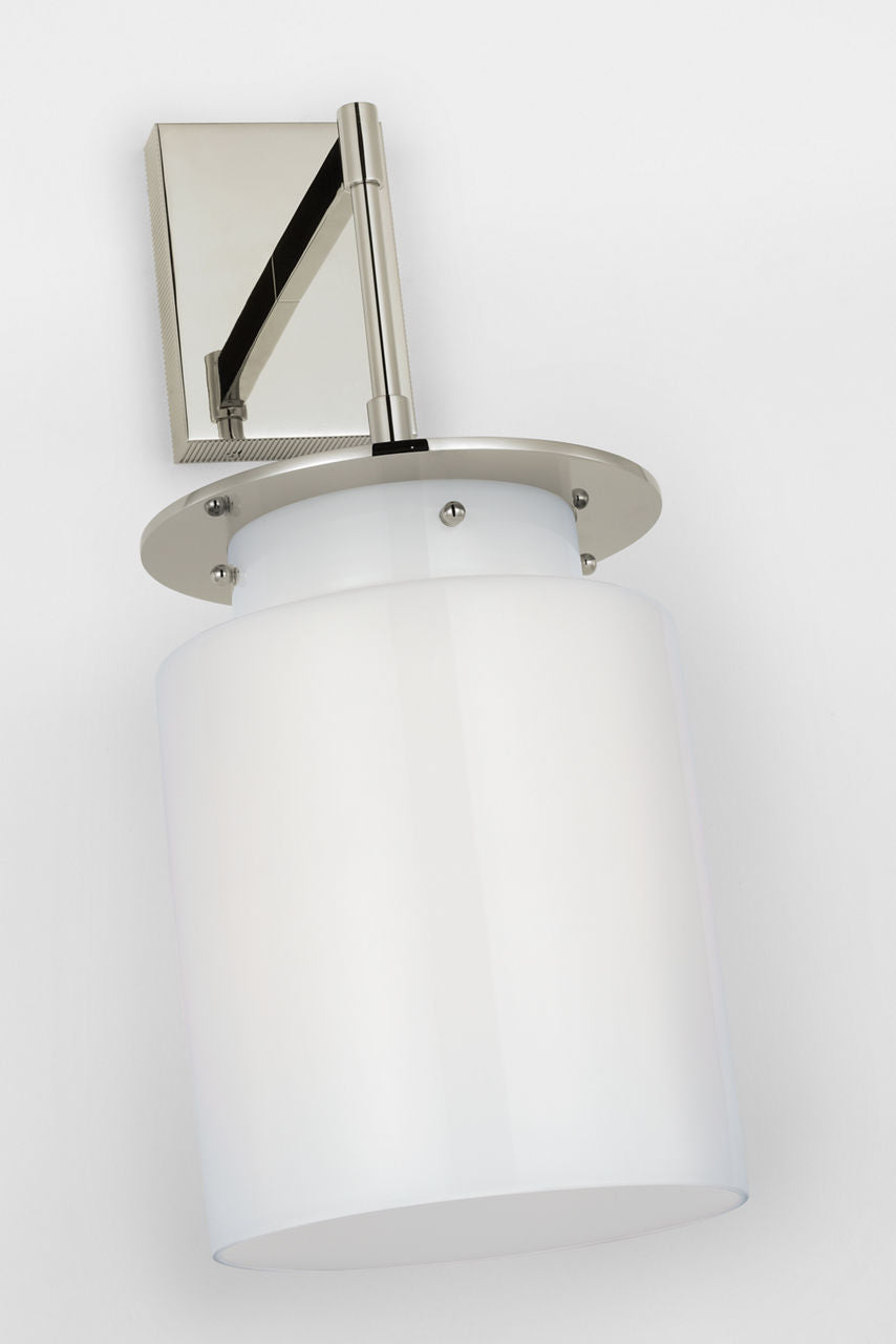Elias 23" Sconce | Polished Nickel | White Glass