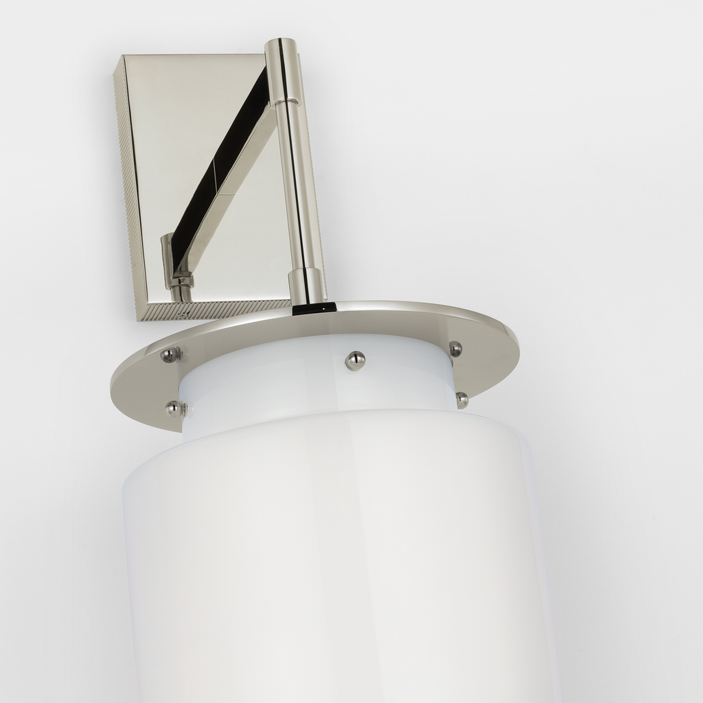 Elias 23" Sconce | Polished Nickel | White Glass
