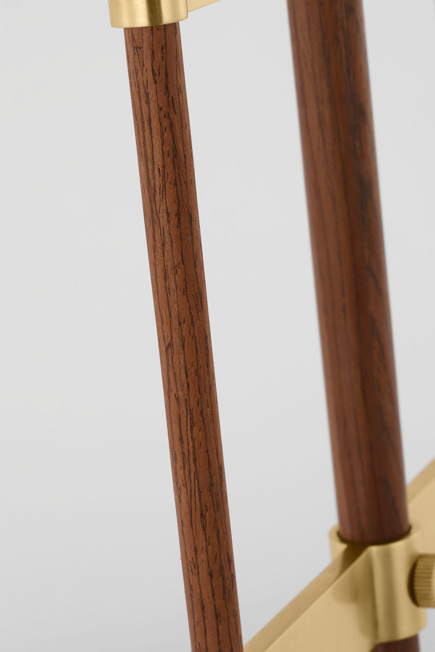 Alda 25" Adjustable Table Lamp | Antique-Burnished Brass and Walnut | Linen Shade