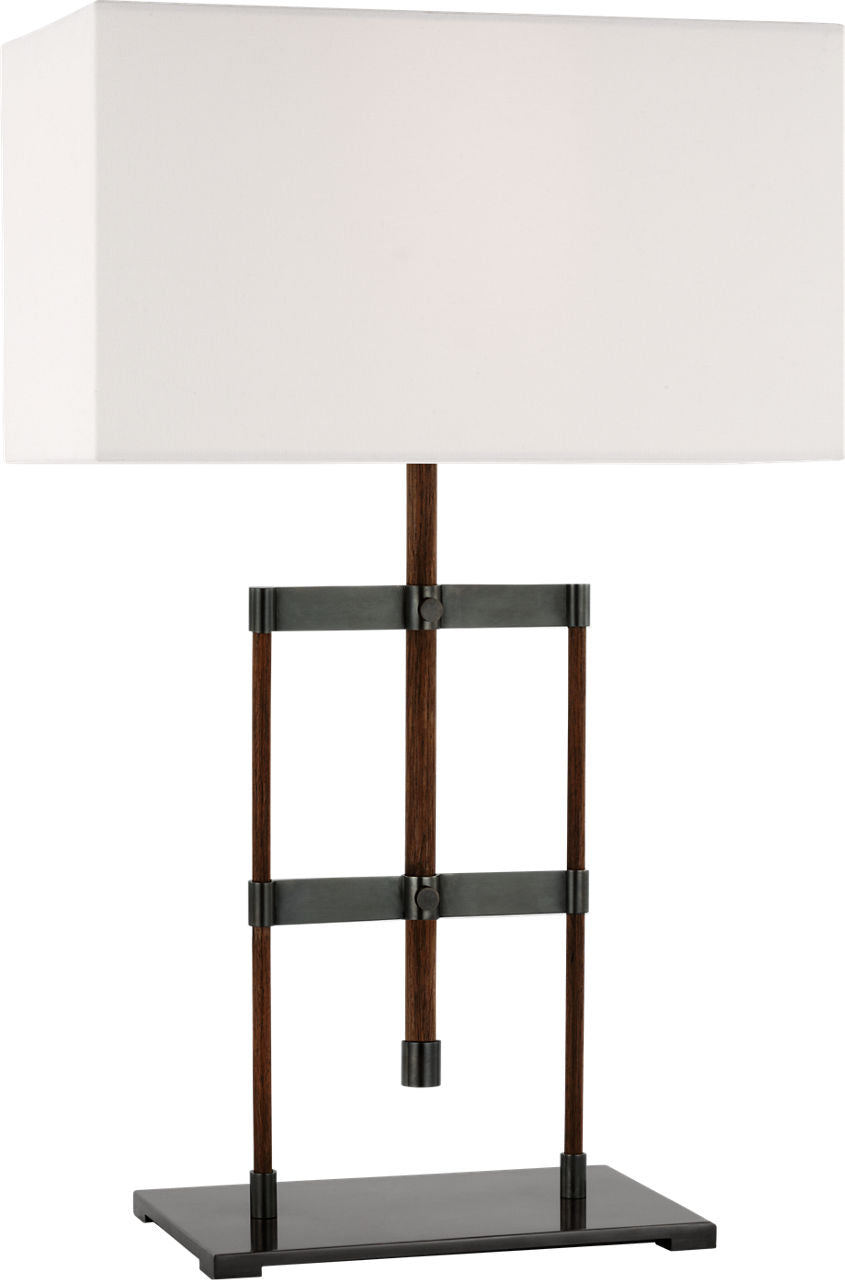 Alda 25" Adjustable Table Lamp | Bronze and Dark Walnut | Linen Shade