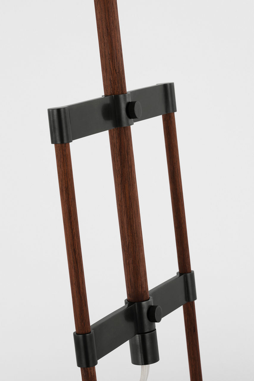 Alda 25" Adjustable Table Lamp | Bronze and Dark Walnut | Linen Shade