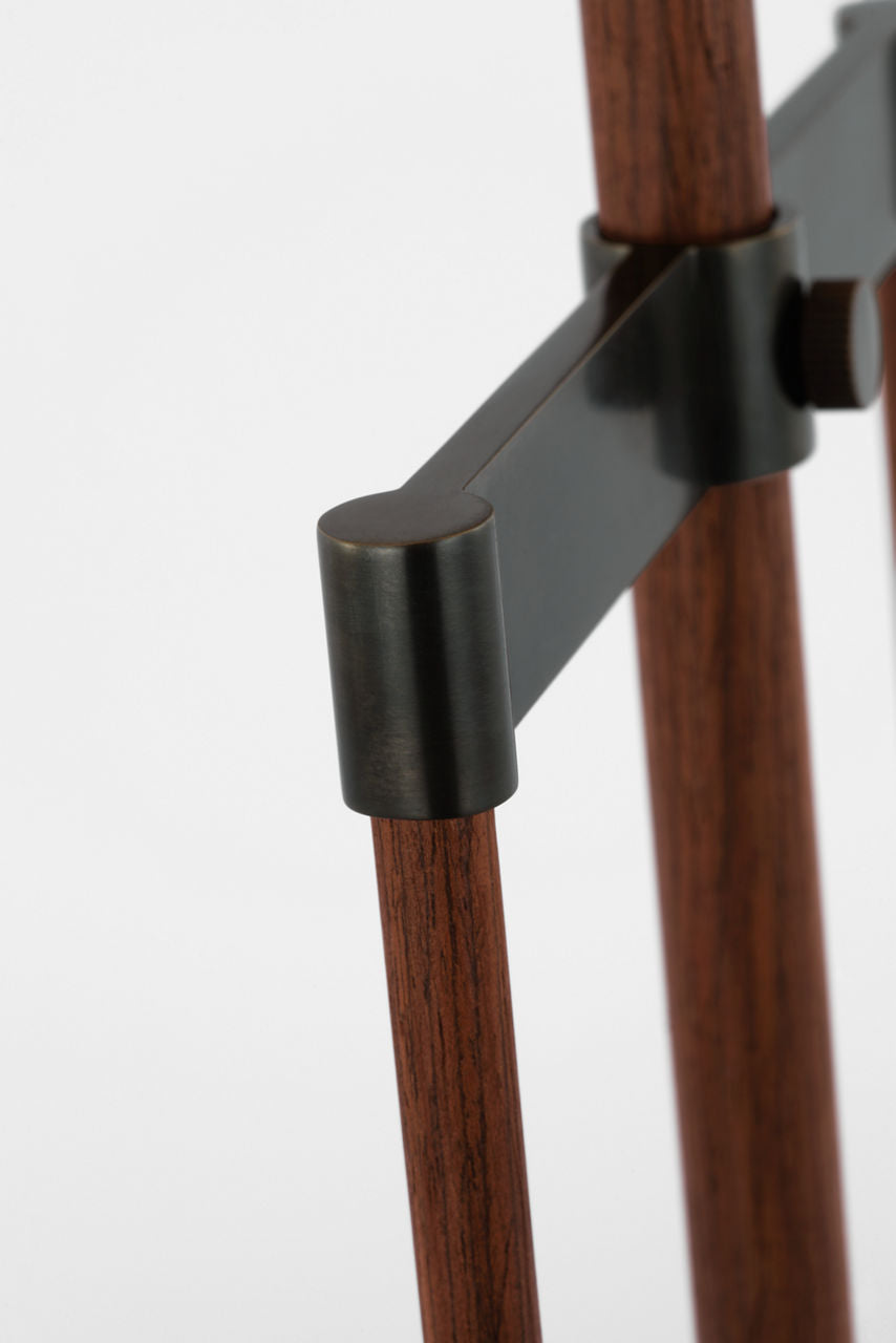 Alda 25" Adjustable Table Lamp | Bronze and Dark Walnut | Linen Shade