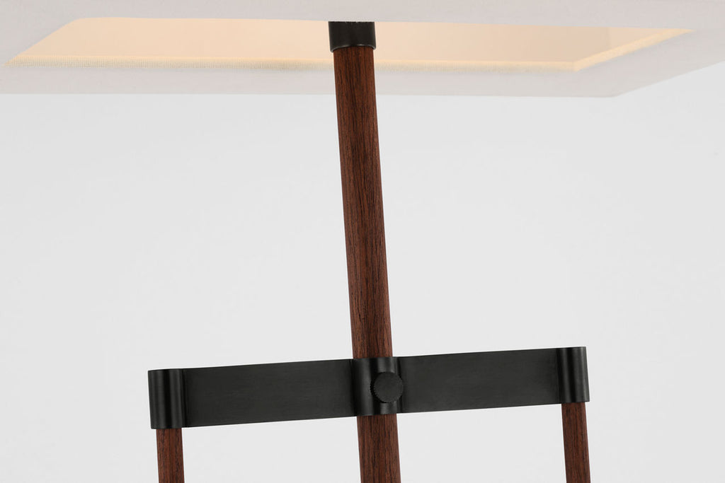 Alda 25" Adjustable Table Lamp | Bronze and Dark Walnut | Linen Shade