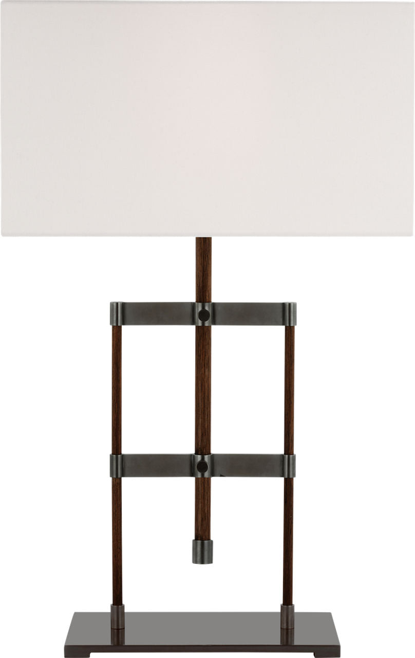 Alda 25" Adjustable Table Lamp | Bronze and Dark Walnut | Linen Shade