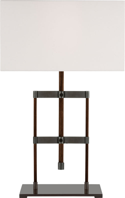 Alda 25" Adjustable Table Lamp | Bronze and Dark Walnut | Linen Shade