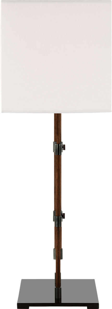 Alda 25" Adjustable Table Lamp | Bronze and Dark Walnut | Linen Shade