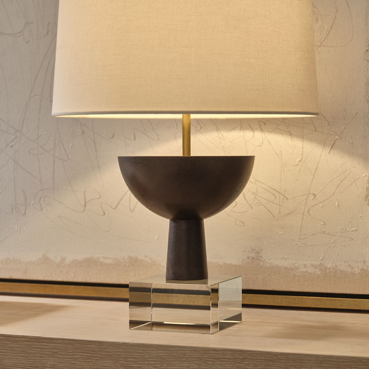 Eadan Medium Table Lamp | Warm Iron | Linen Shade