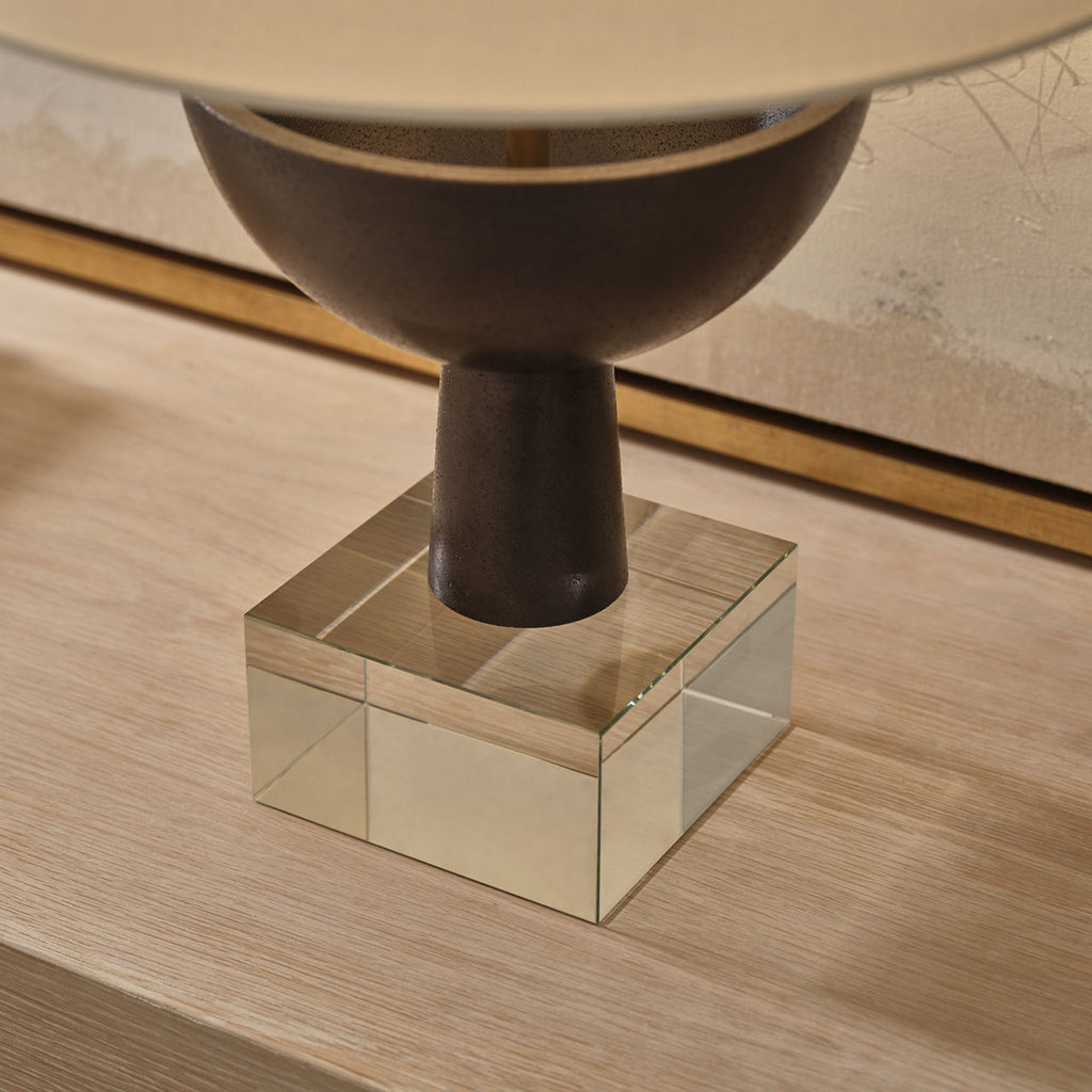 Eadan Medium Table Lamp | Warm Iron | Linen Shade