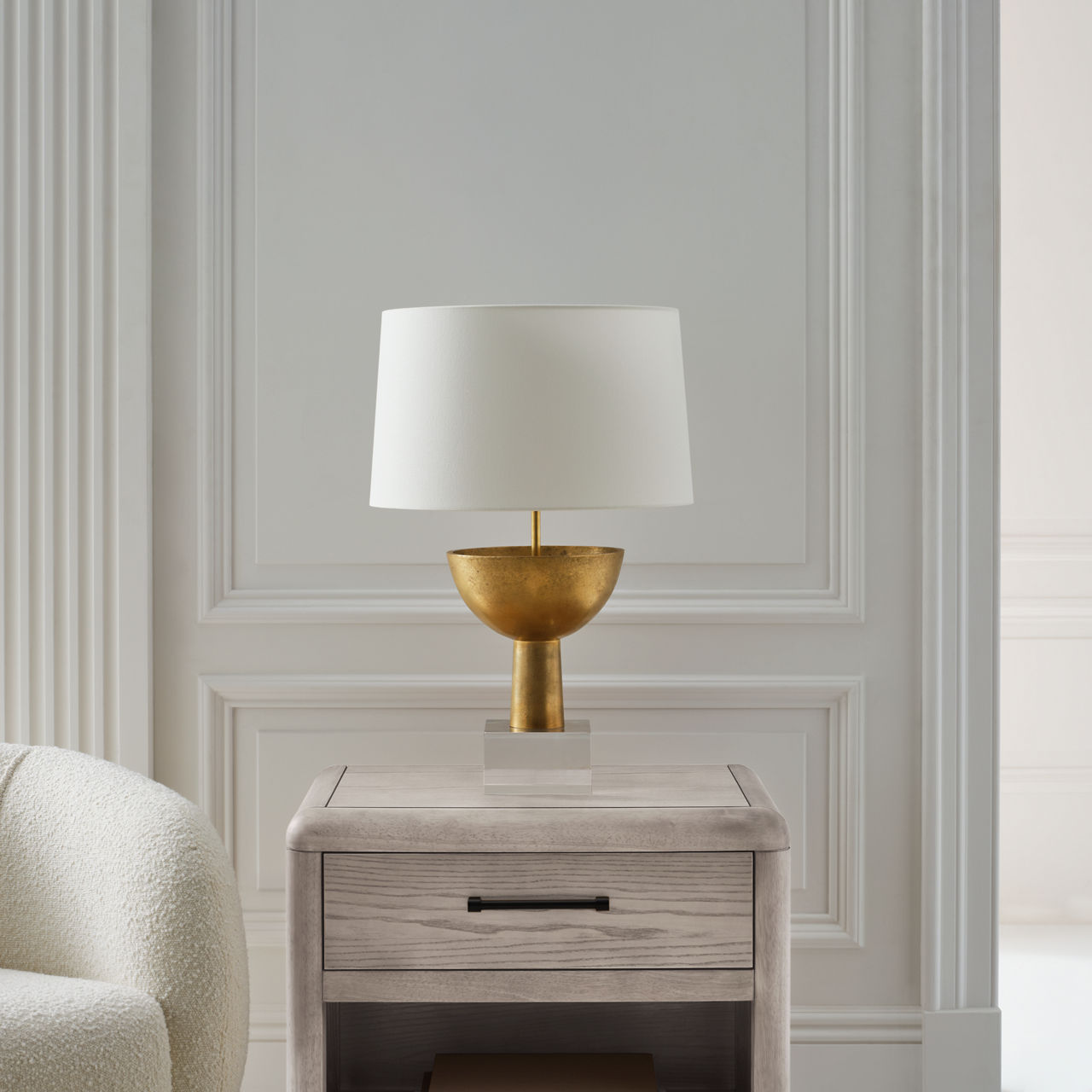 Eadan 26" Table Lamp | Museum Brass | Linen Shade
