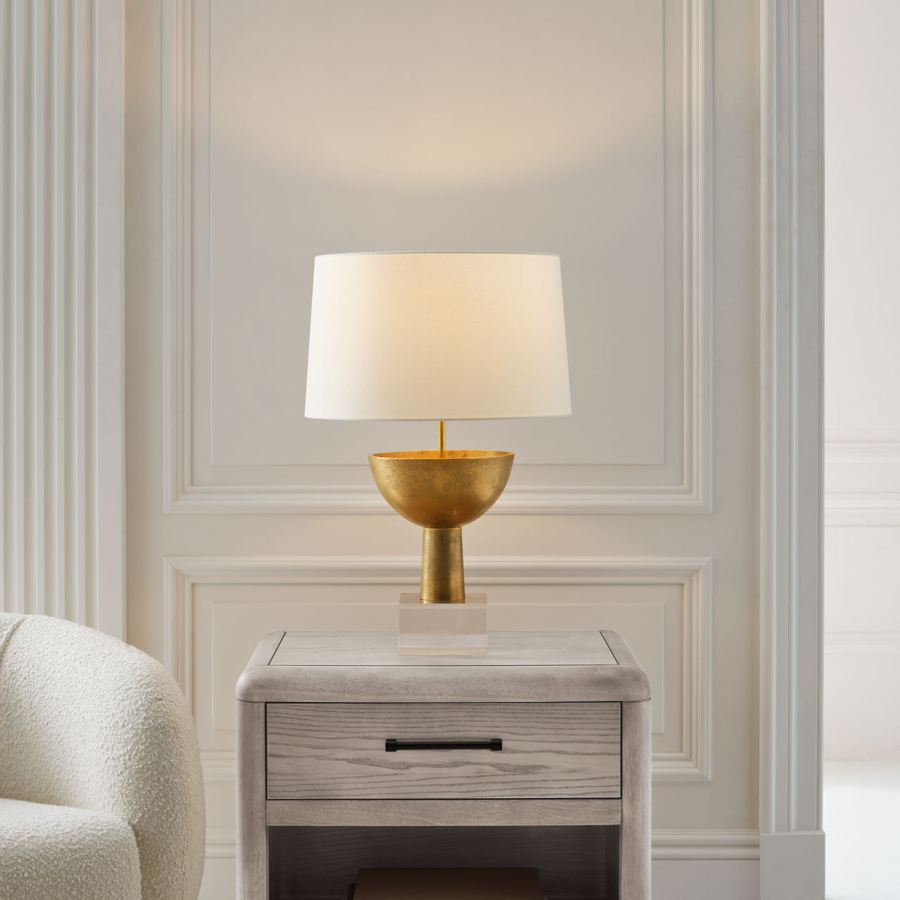 Eadan 26" Table Lamp | Museum Brass | Linen Shade