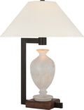 Phial Large Display Form Table Lamp | Etruscan Glass and Warm Iron and Dark Walnut | Linen Shade