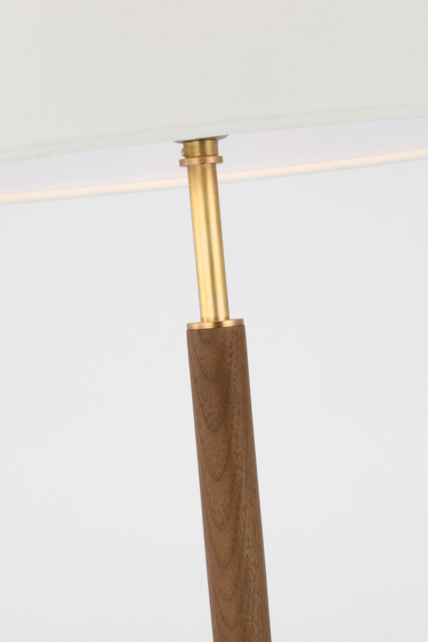 Amaya 20" Table Lamp | Antique-Burnished Brass and Walnut | Linen Shade