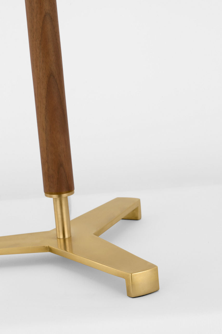 Amaya 20" Table Lamp | Antique-Burnished Brass and Walnut | Linen Shade