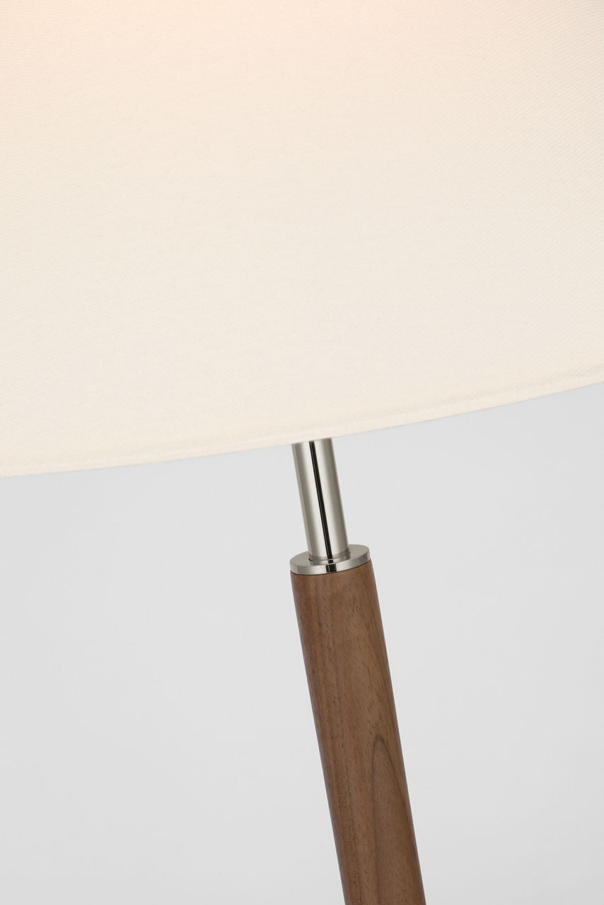 Amaya 20" Table Lamp | Polished Nickel and Walnut | Linen Shade