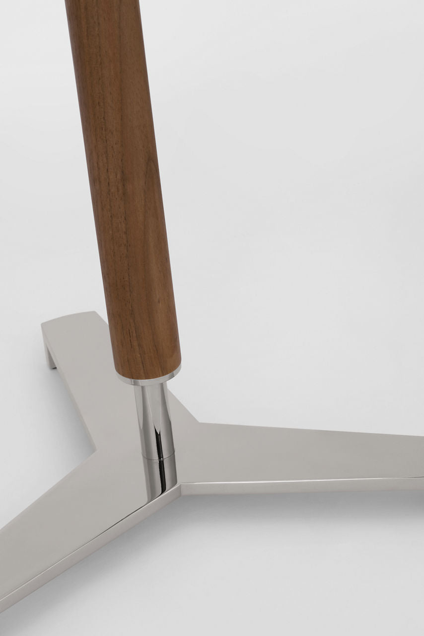 Amaya 20" Table Lamp | Polished Nickel and Walnut | Linen Shade