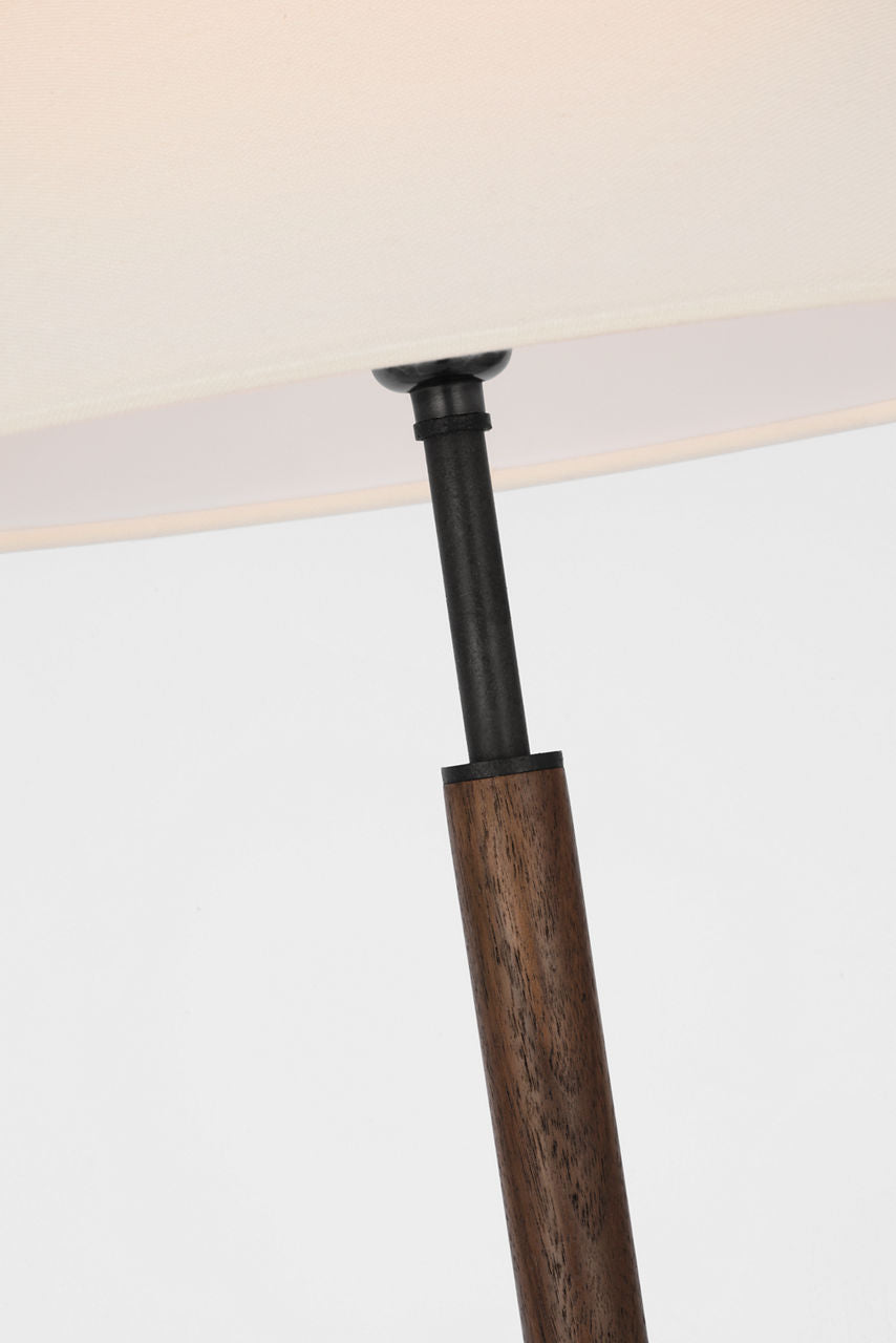 Amaya 20" Table Lamp | Warm Iron and Dark Walnut | Linen Shade