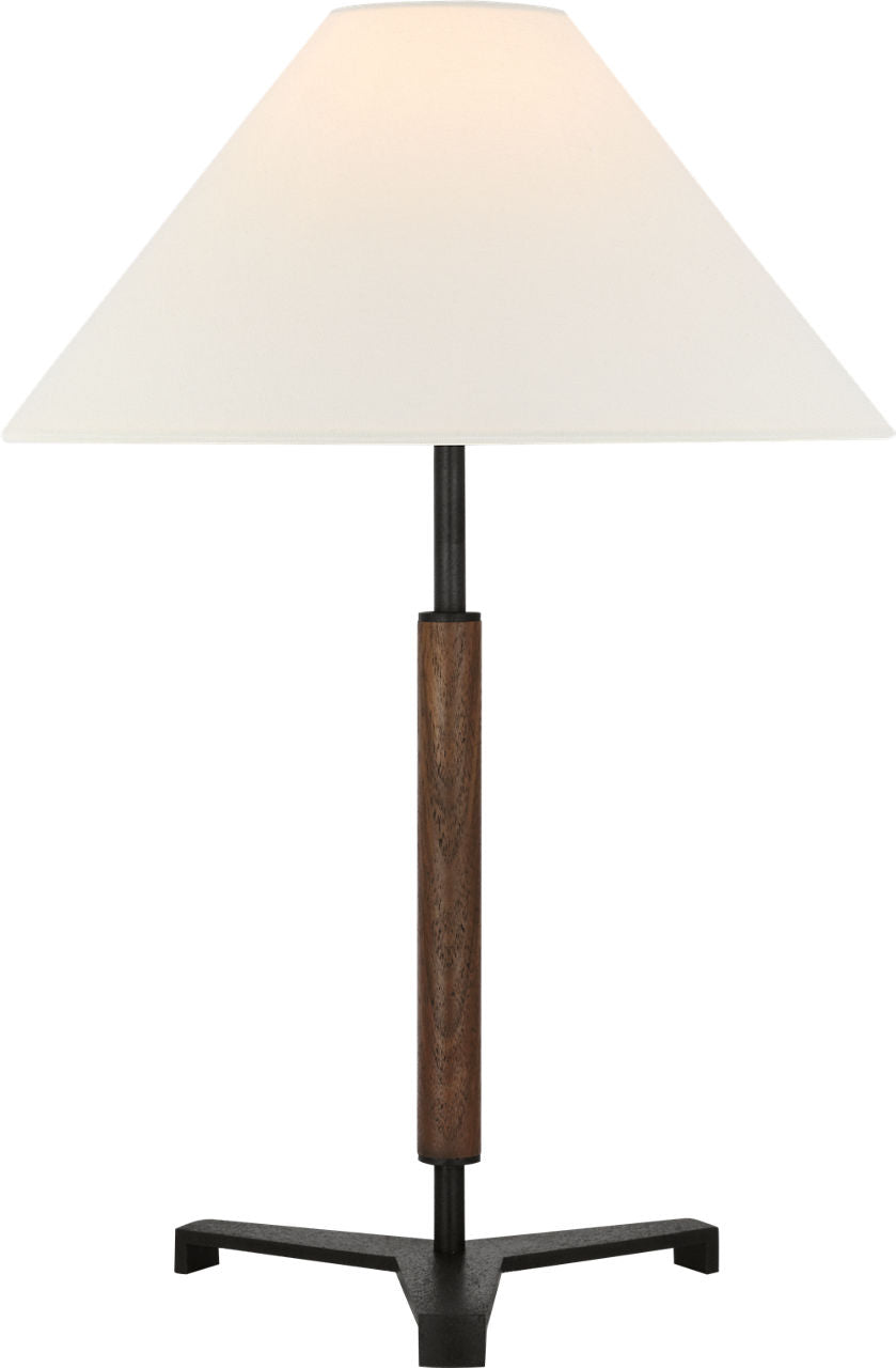 Amaya 20" Table Lamp | Warm Iron and Dark Walnut | Linen Shade