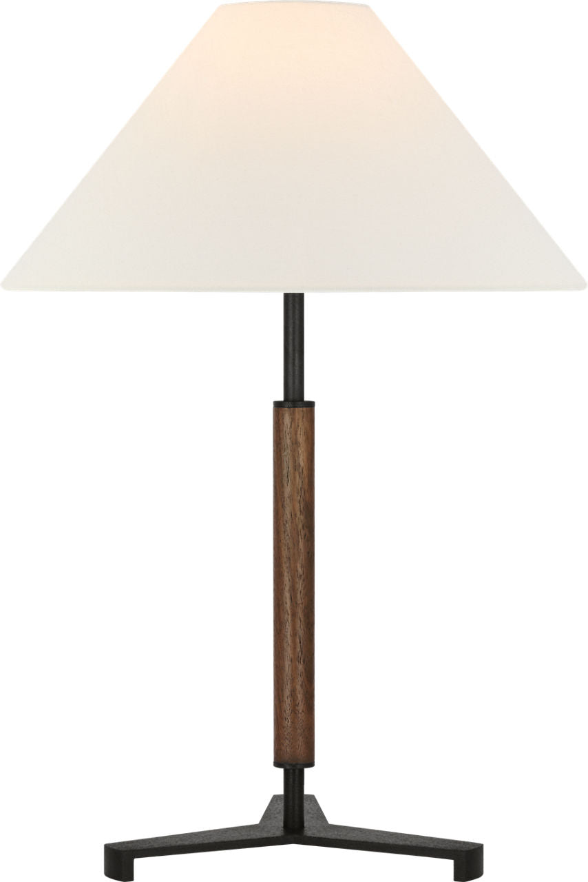 Amaya 20" Table Lamp | Warm Iron and Dark Walnut | Linen Shade