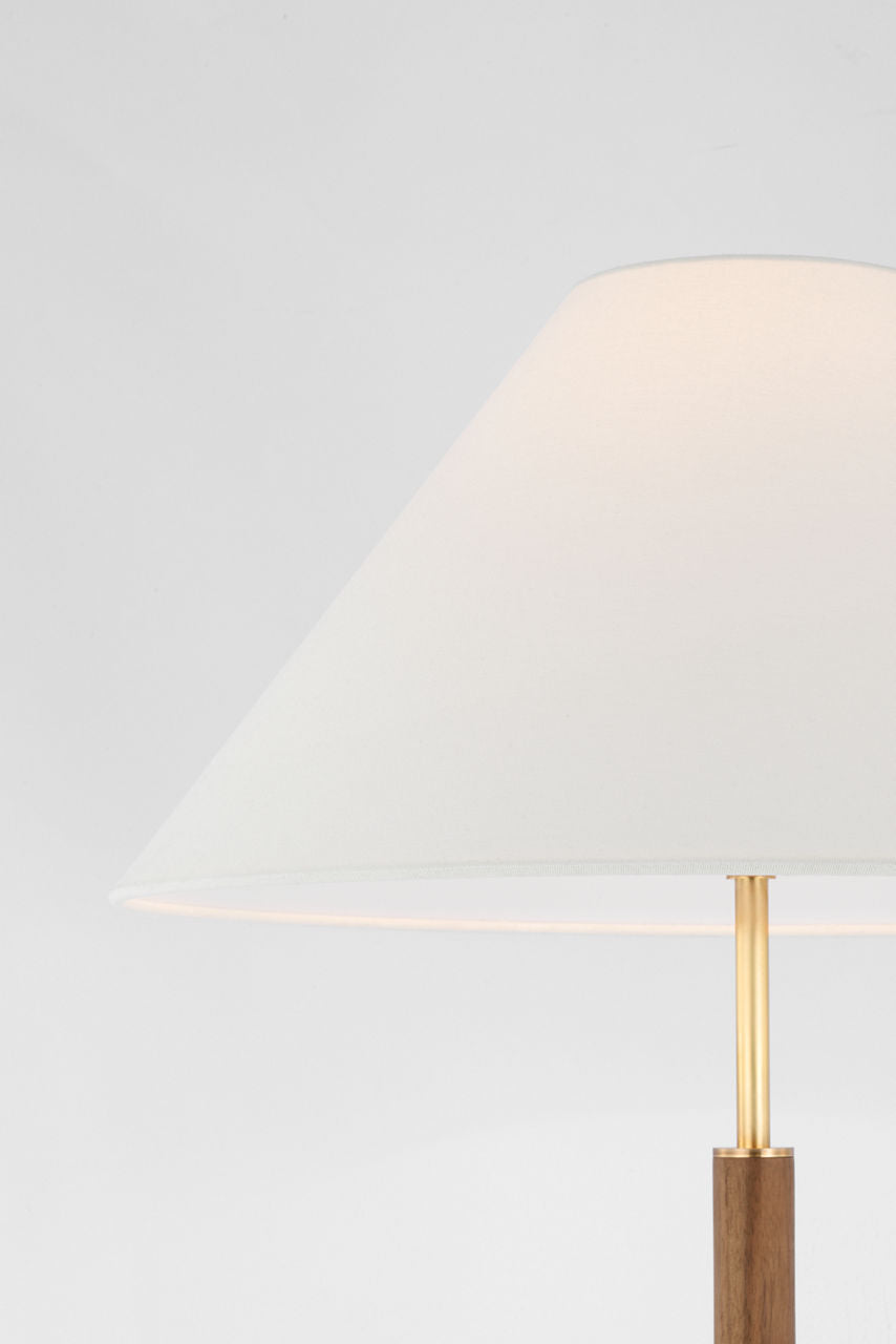 Amaya 28" Table Lamp | Antique-Burnished Brass and Walnut | Linen Shade
