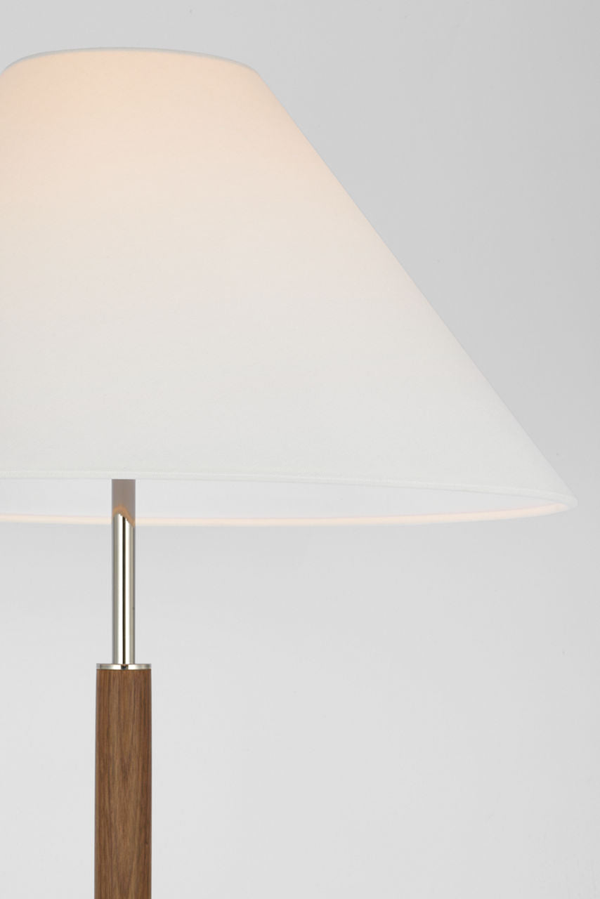 Amaya 28" Table Lamp | Polished Nickel and Walnut | Linen Shade