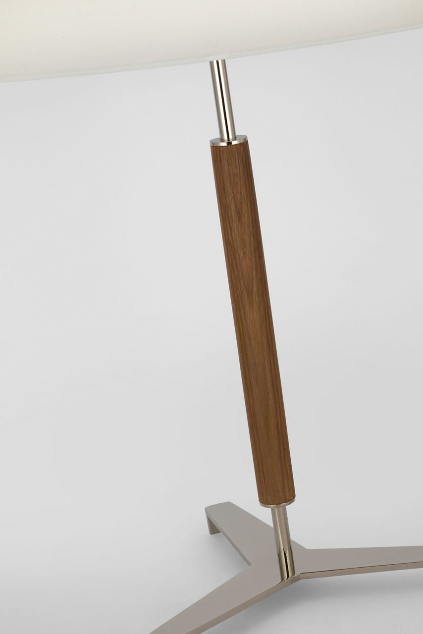 Amaya 28" Table Lamp | Polished Nickel and Walnut | Linen Shade