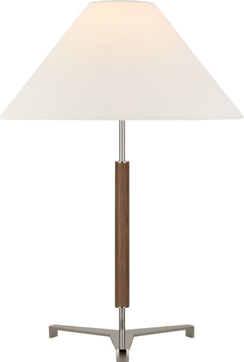 Amaya 28" Table Lamp | Polished Nickel and Walnut | Linen Shade