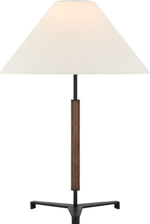 Amaya 28" Table Lamp | Warm Iron and Dark Walnut | Linen Shade