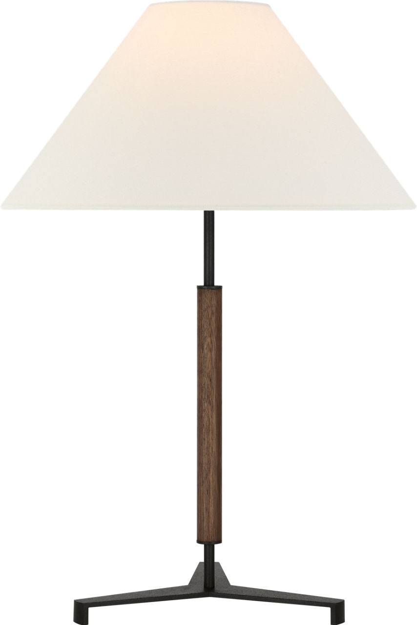Amaya 28" Table Lamp | Warm Iron and Dark Walnut | Linen Shade