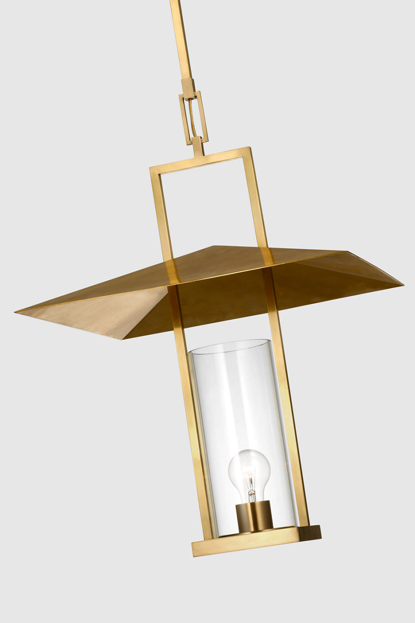 Amity 18" Lantern | Antique Brass | Clear Glass
