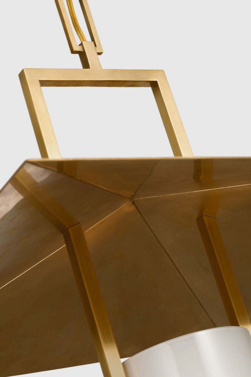 Amity 18" Lantern | Antique Brass | White Glass