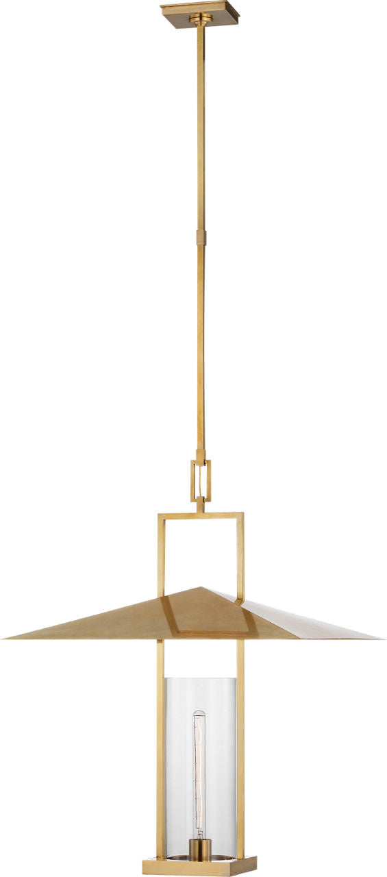 Amity 23" Lantern | Antique-Burnished Brass | Clear Glass