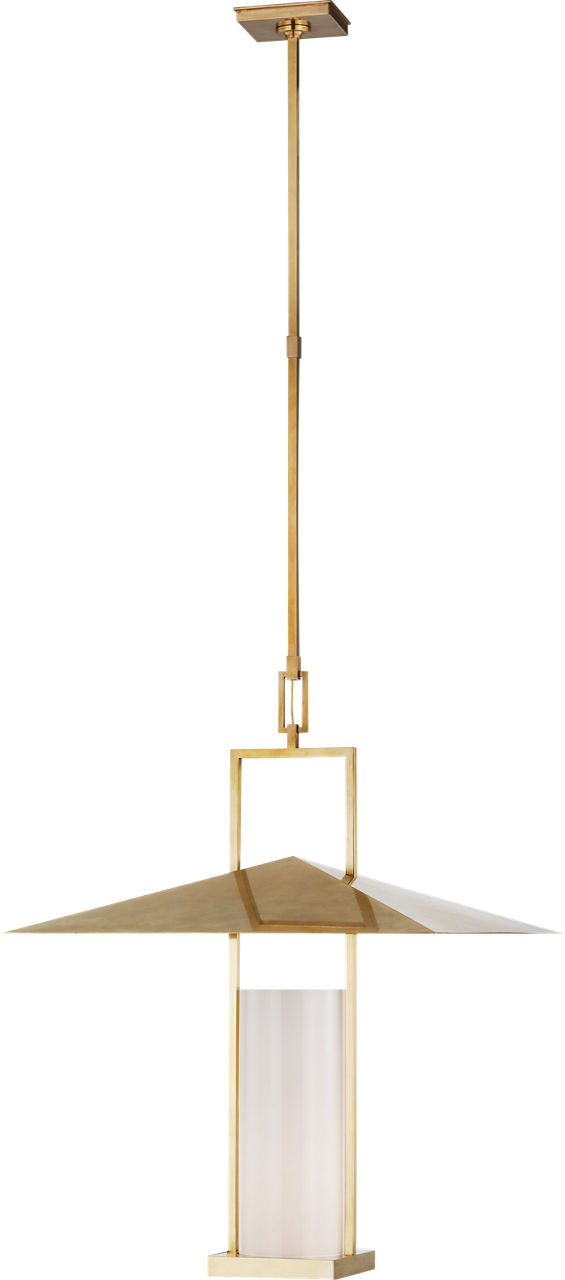 Amity 23" Lantern | Antique-Burnished Brass | White Glass
